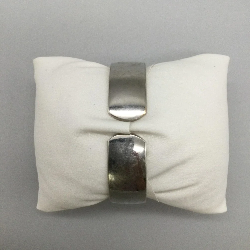 Chico's Womens Watch 30mm Square Silver Tone Open Cuff Rhinestone New Battery